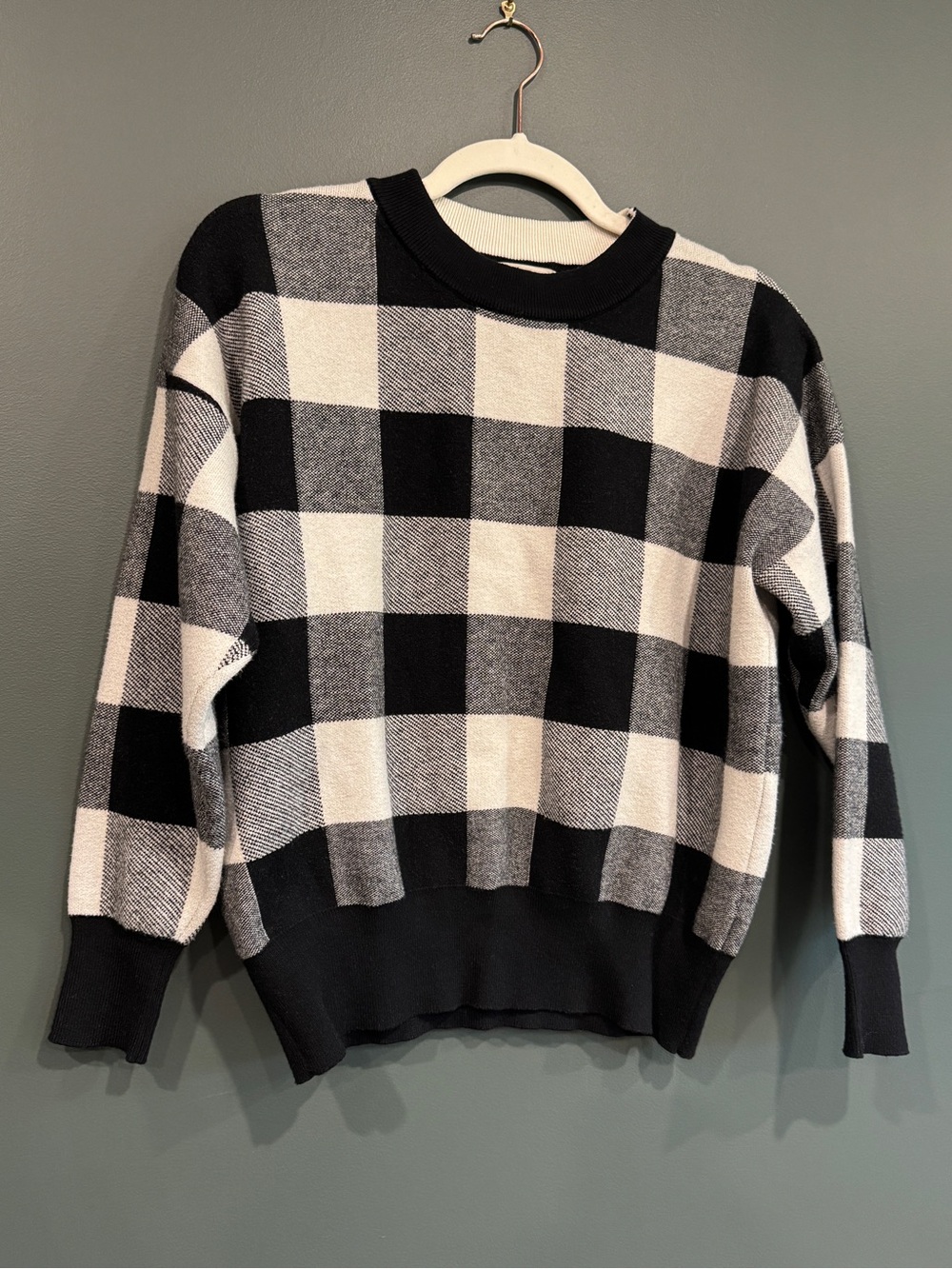 Classic Black & White Buffalo Check Sweater